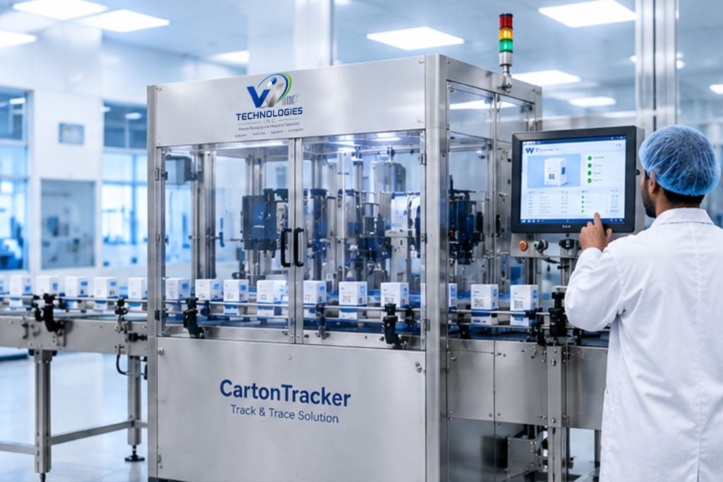Pharmaceutical factory workers in sterile environment CartonTracker