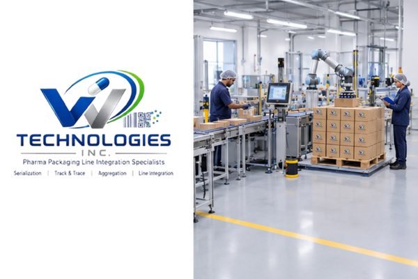 Pharmaceutical factory workers in sterile environment Cobot Palletizer