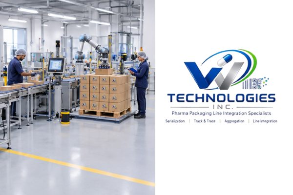 Pharmaceutical factory workers in sterile environment Cobot Palletizer